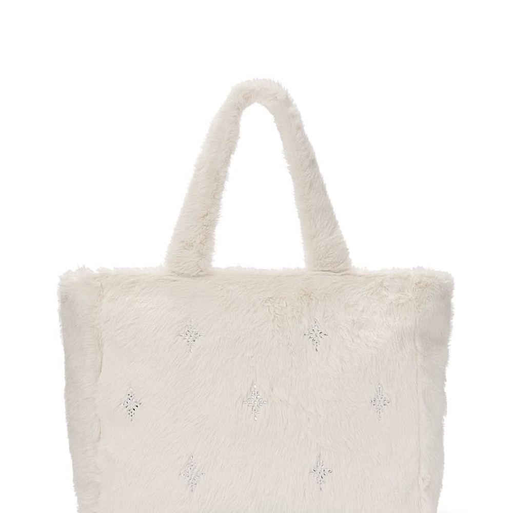 Victoria's Secret White Faux Fur Tote